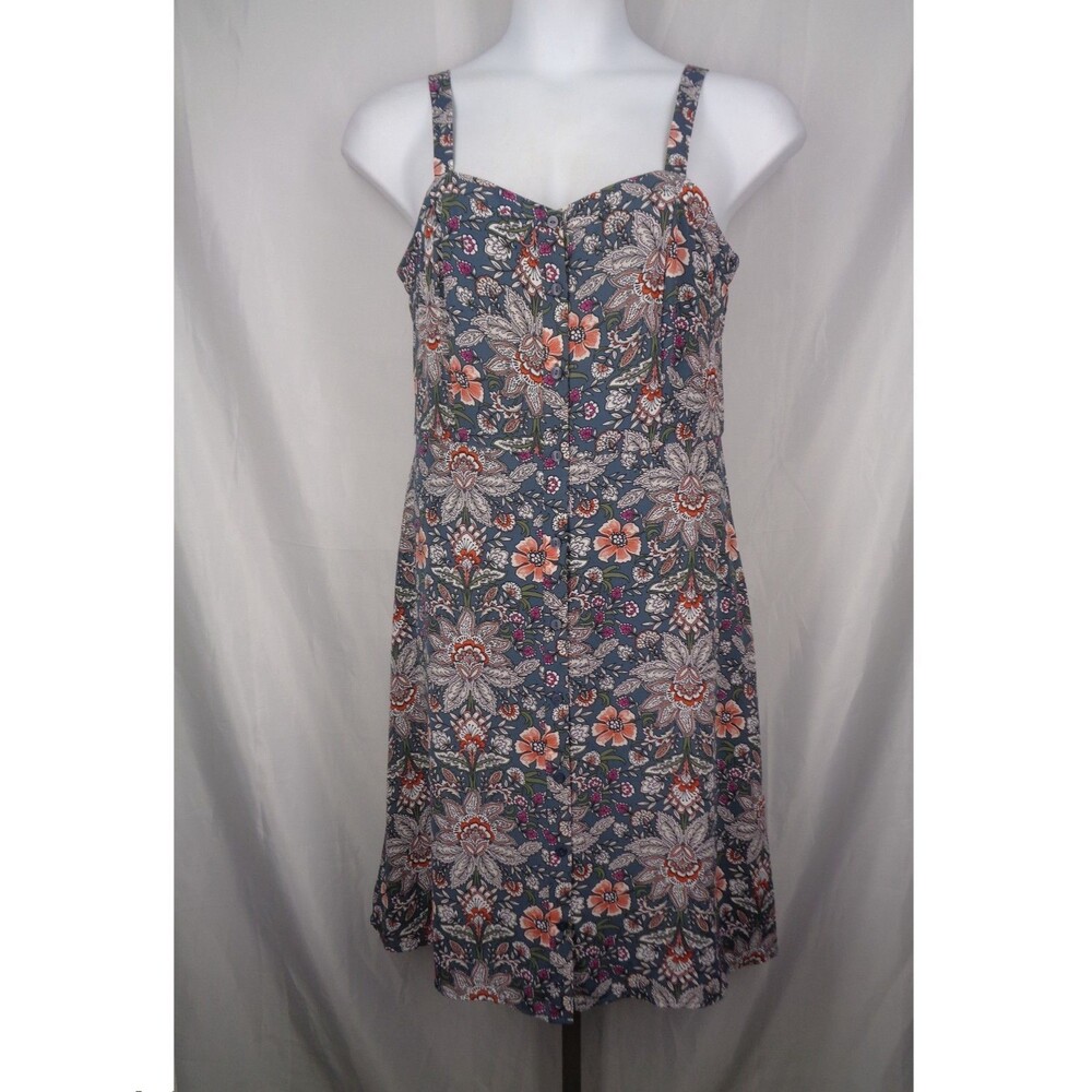 Loft Outlet Paisley Floral Button Dress Size 10 Sleeveless Gray Coral New